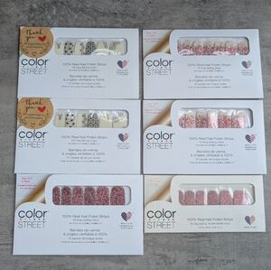 Lot of 6 Color Street 100% Real Nail Polish Strips Stickers Breast Cancer Pink